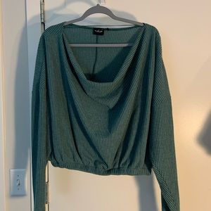 Urban Outfitters Cinched Scoop Neck Sweater Green